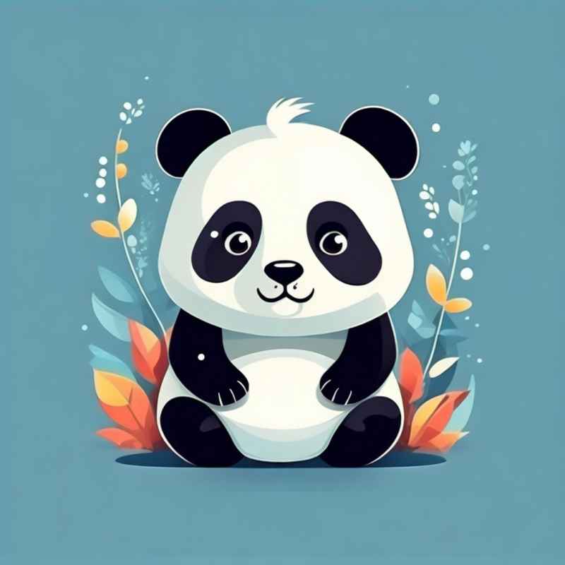 可爱熊猫插画简约风格 98