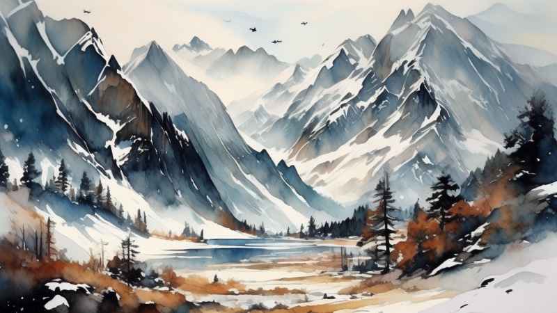 雪山高原冰川插画 74