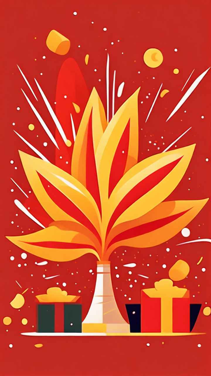 春节爆竹简约插画 17