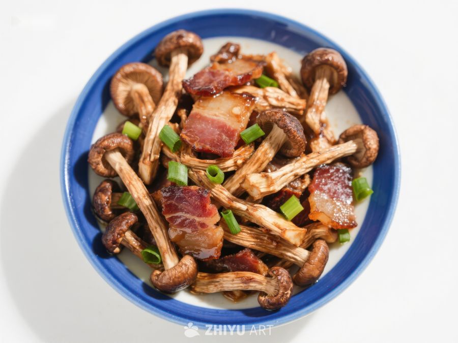 蘑菇培根炒菜，清新美味 619