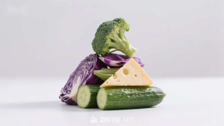 蔬菜与奶酪的静物组合