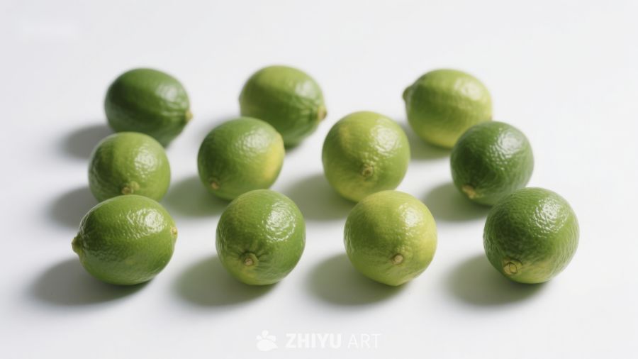 新鲜青柠整齐排列