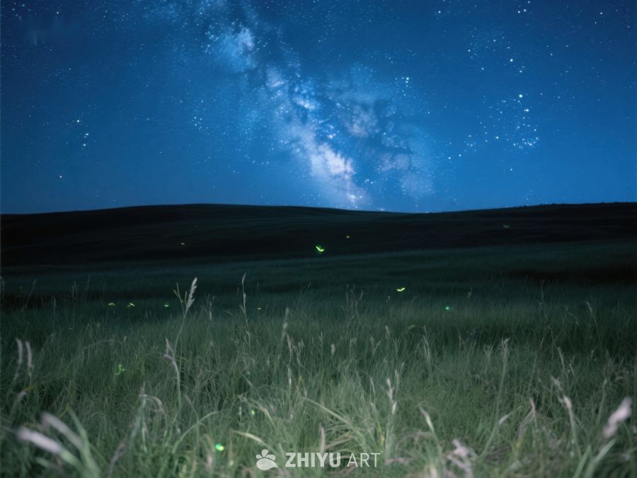 夜空下的萤火虫与银河 397