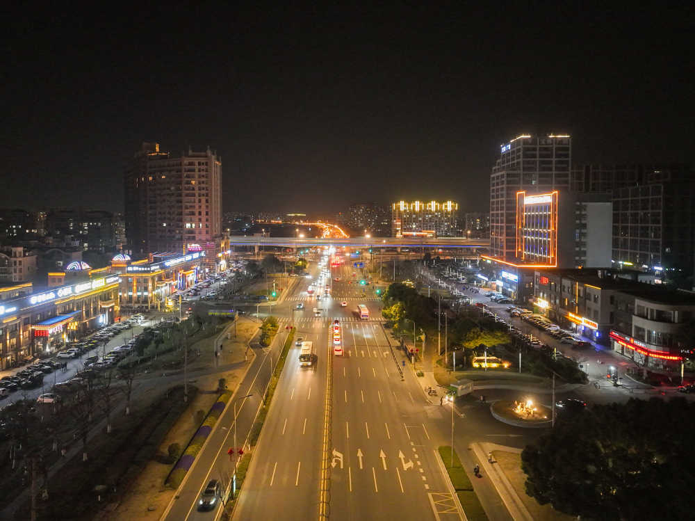航拍昆山城市夜景