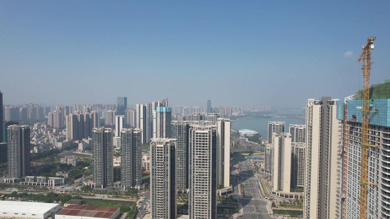广东湛江城市风光地标建筑航拍 