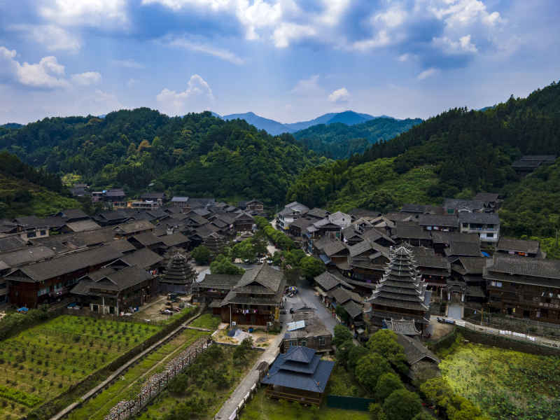 湖南新晃皇都侗寨4A景区航拍摄影图