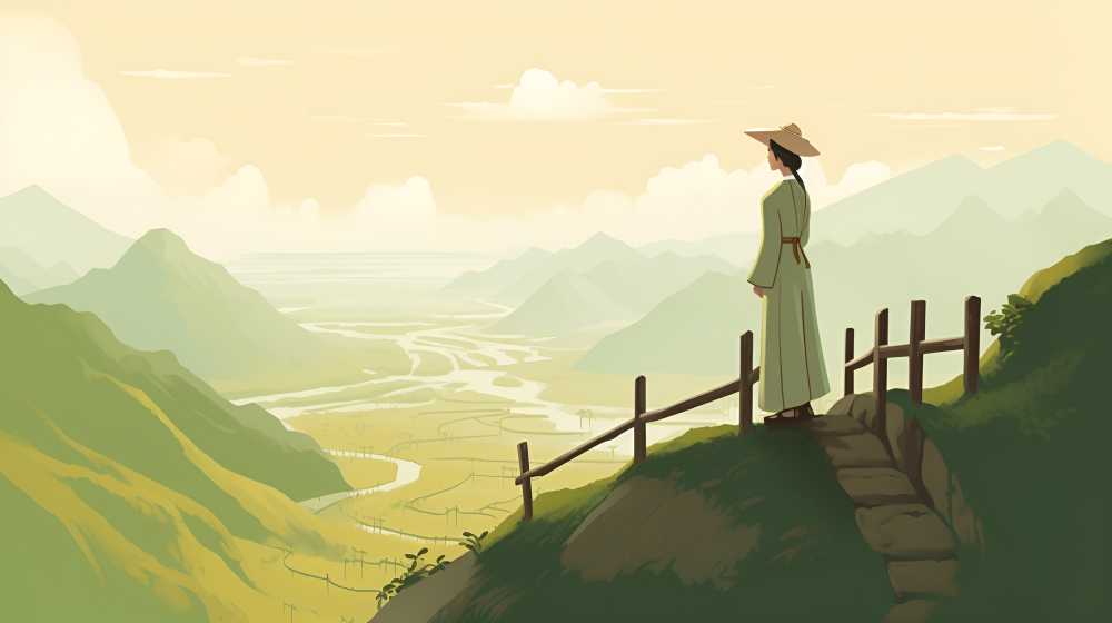 一个人站在高出看见夏季