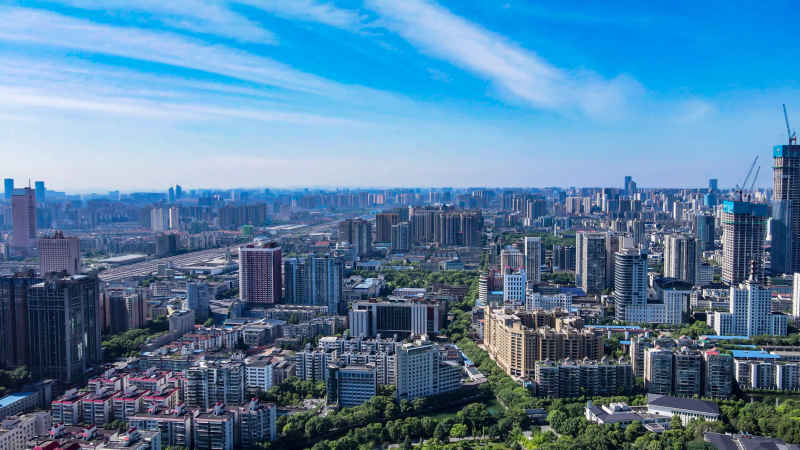 湖南长沙城市风光航拍摄影图 