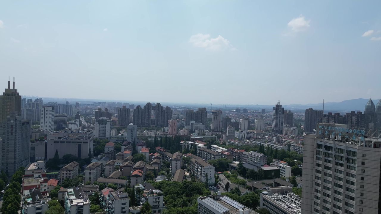 航拍金华江北商圈金华建设