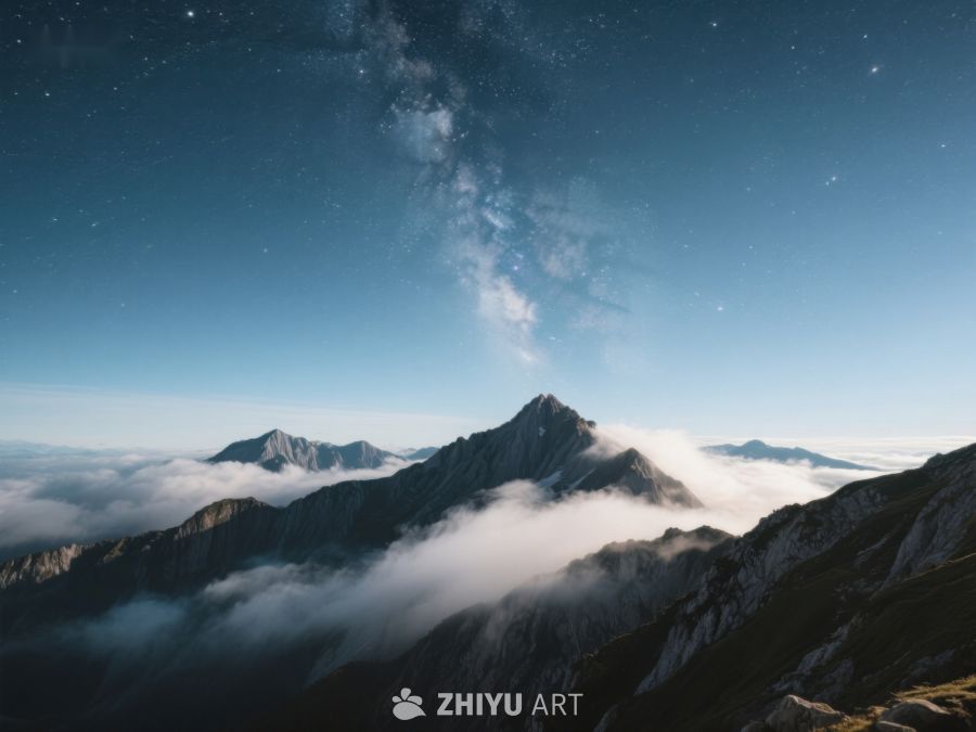 星夜山巅，云海缭绕 230