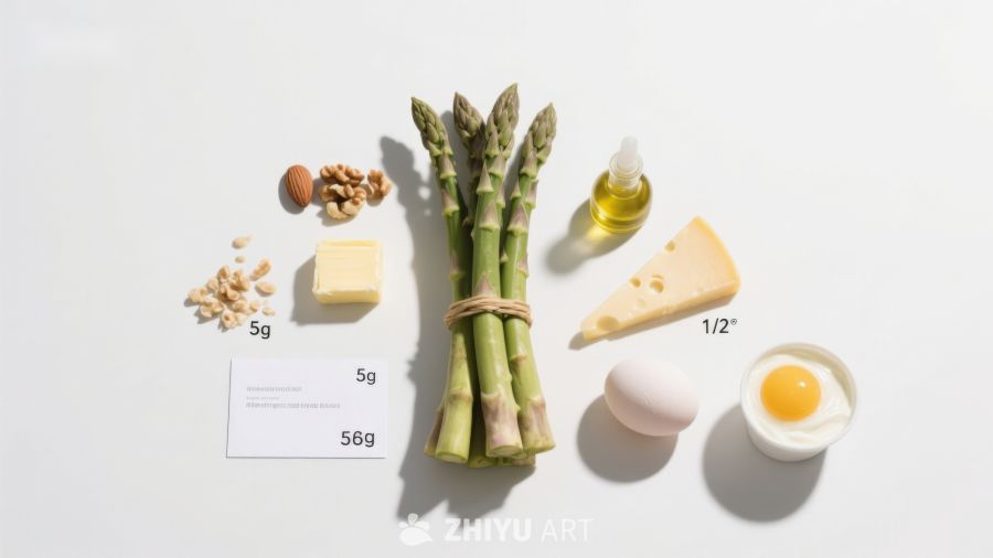 食材摆拍：芦笋与辅料组合