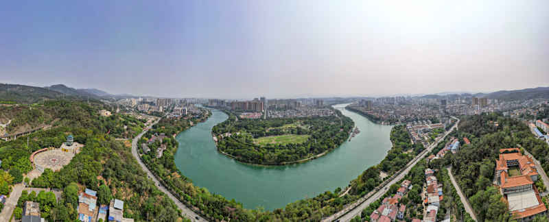 广西百色城市风光航拍全景图