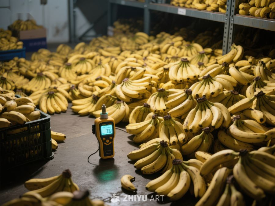 仓库中堆放的香蕉与检测设备 54