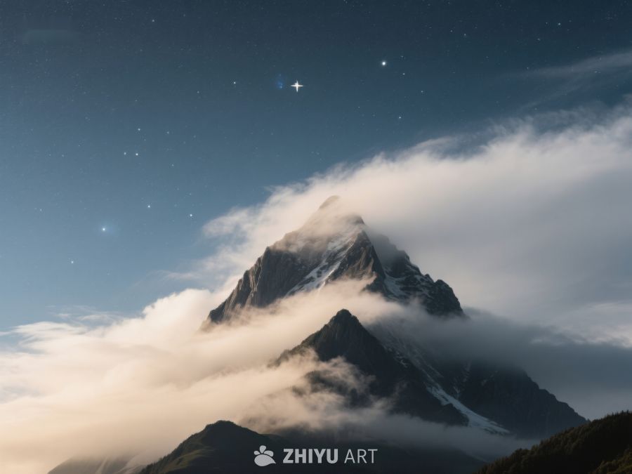 云海缭绕的夜空山峰 518