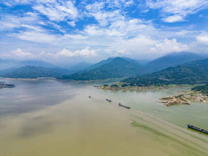 湖北秭归县三峡水库大坝航拍摄影图 
