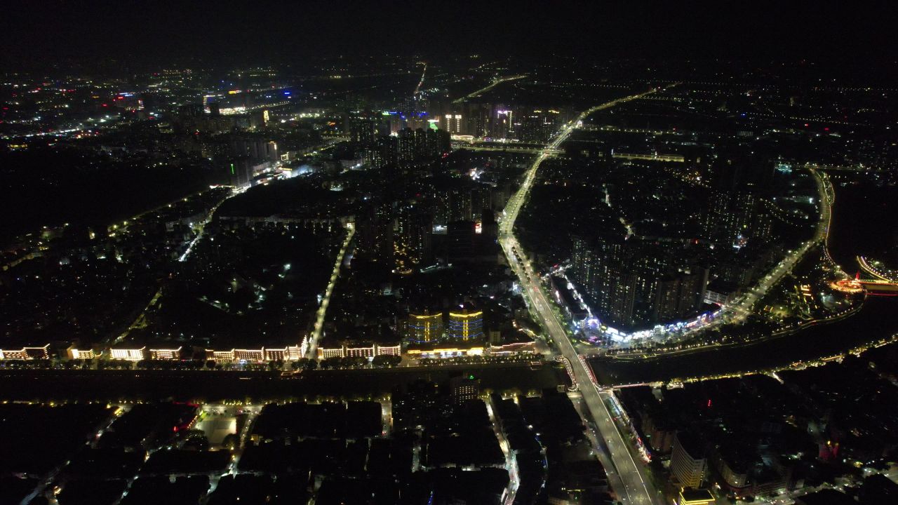城市夜景灯光万家灯火夜景航拍