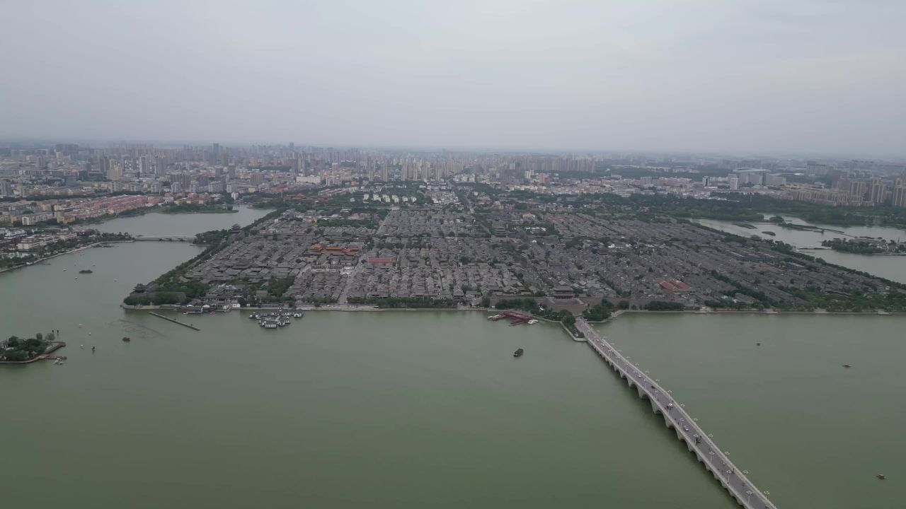 航拍山东聊城城市风光聊城建设