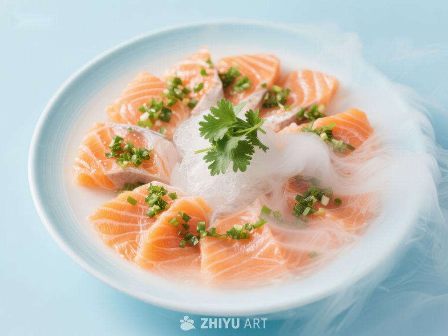 冰镇三文鱼片配香草装饰 39