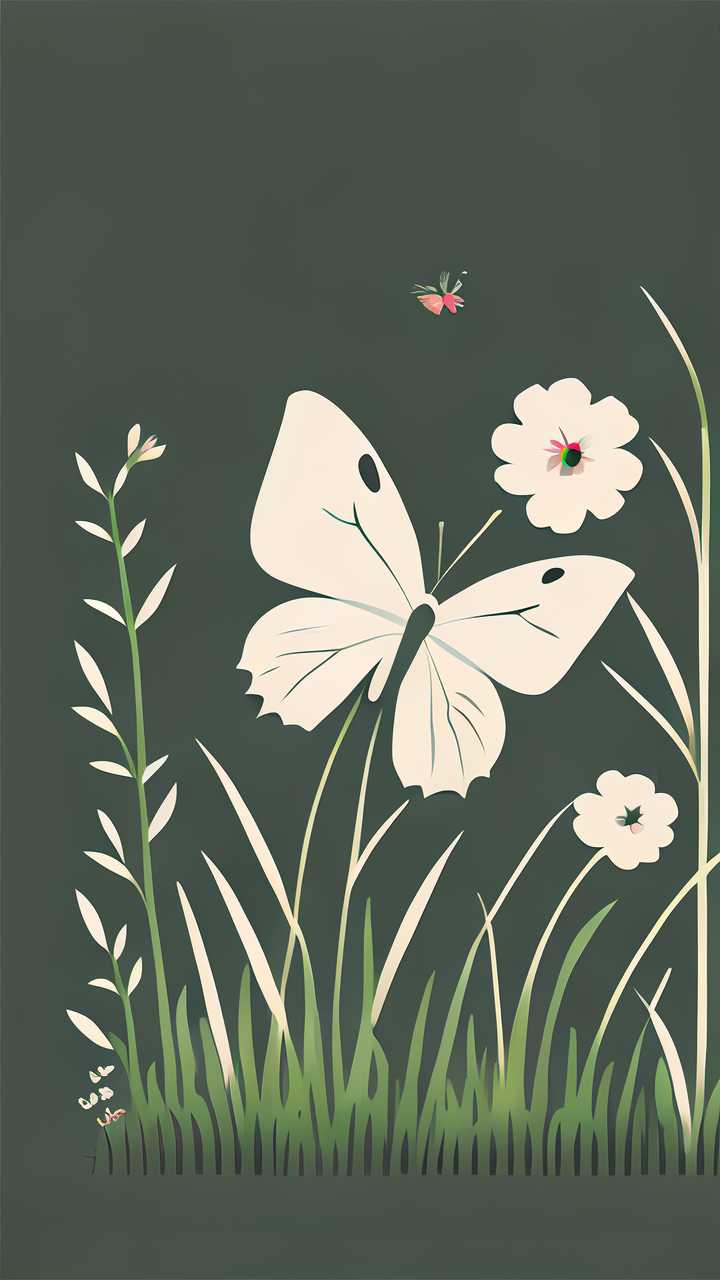 蝴蝶小花插画