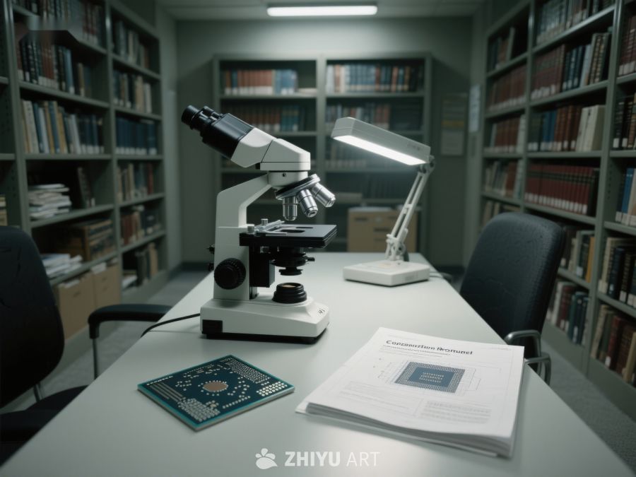 图书馆内的显微镜与电路板研究 429