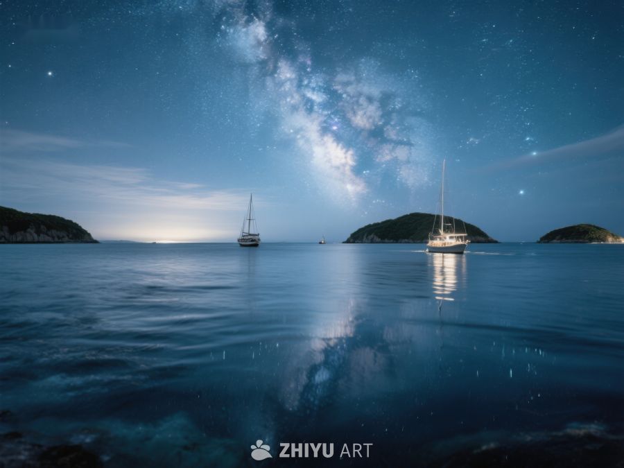 夜空下的宁静海港 353