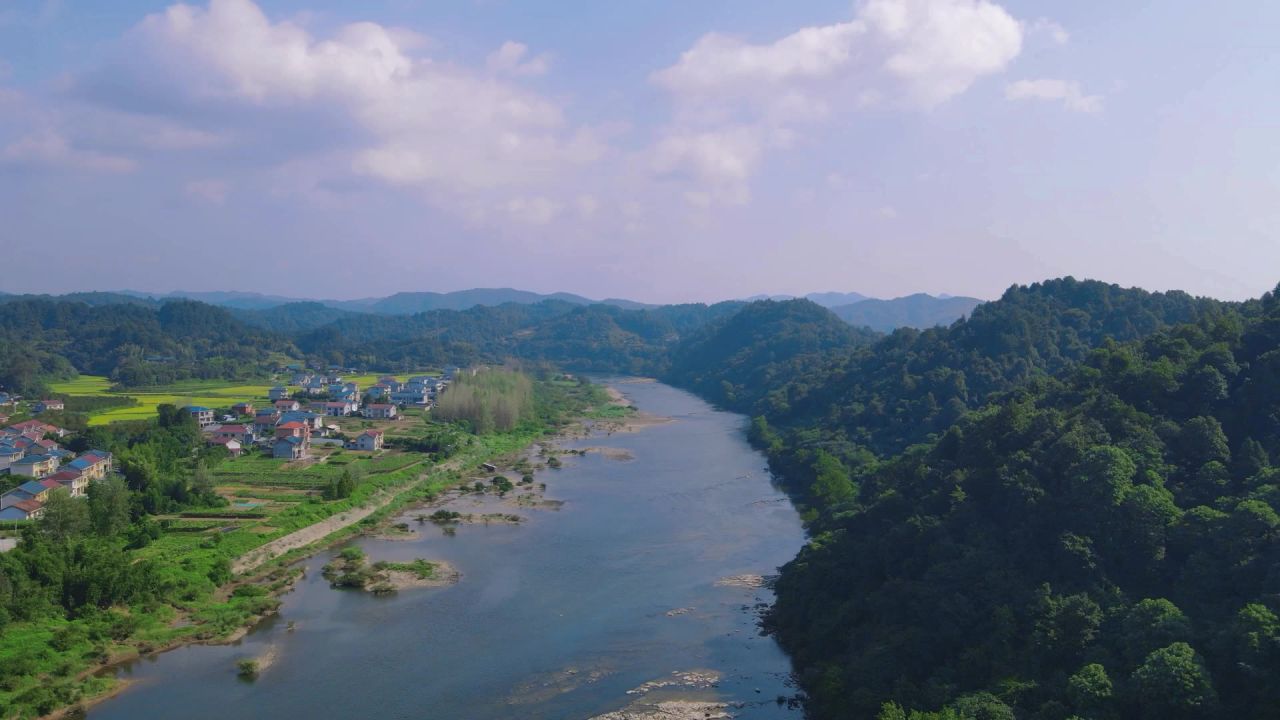 自然风光 河流 风景 航拍