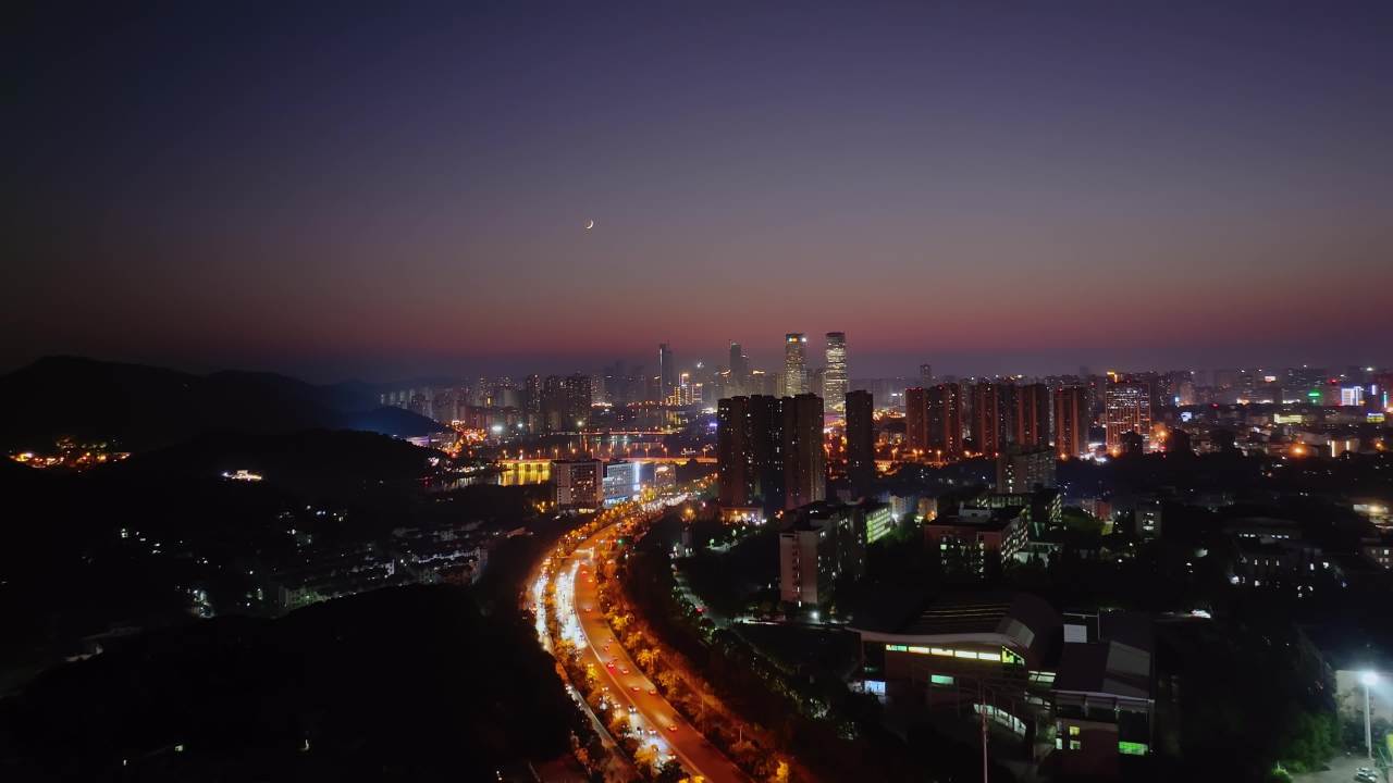 湖南长沙梅溪湖城市夜景风光航拍 2