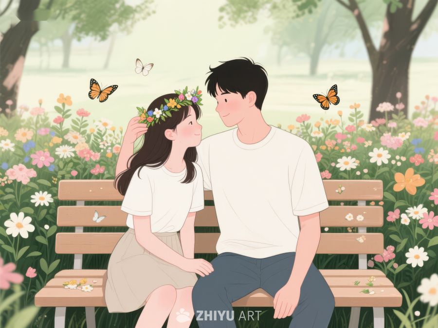 情侣公园长椅上温馨互动 516
