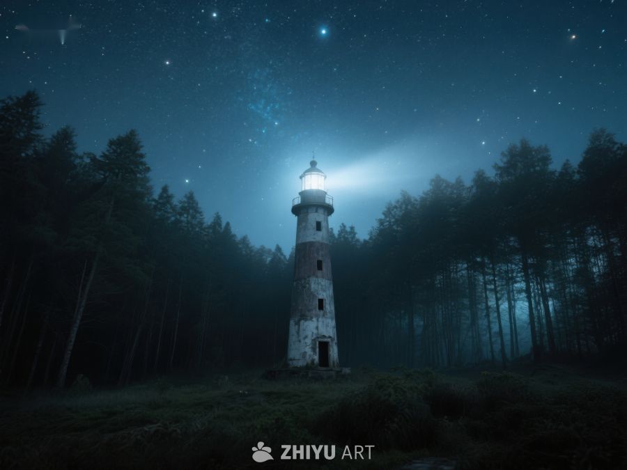 夜幕下的森林灯塔 502
