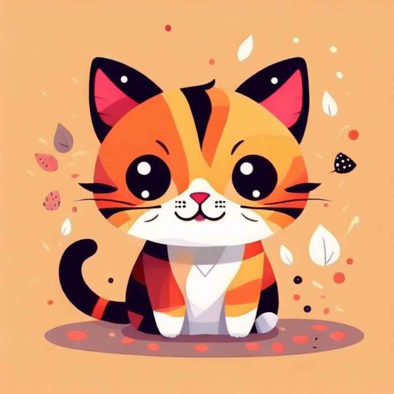 小花猫唯美插画 106