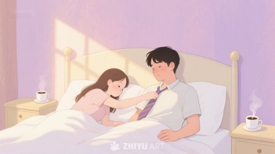 温馨晨起：情侣床边互动 377