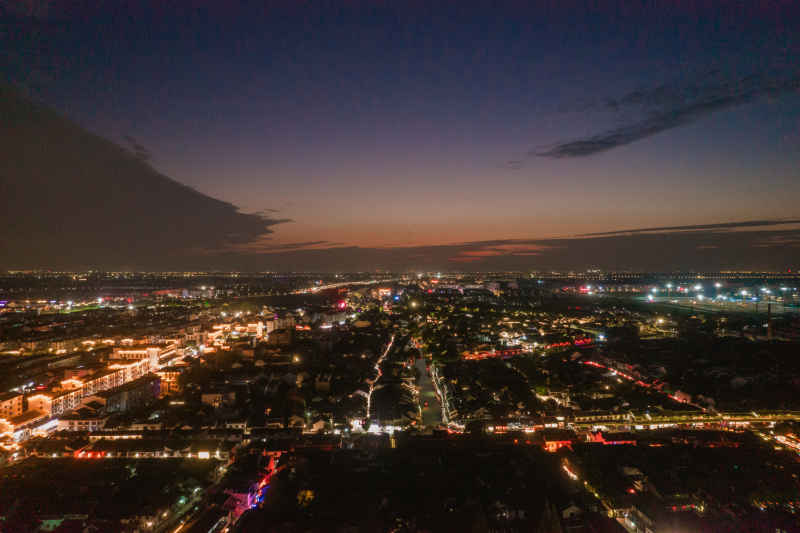 航拍 浙江 西塘水乡 夜景