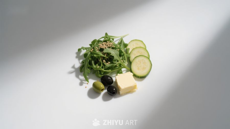 新鲜蔬菜与奶酪的简约组合