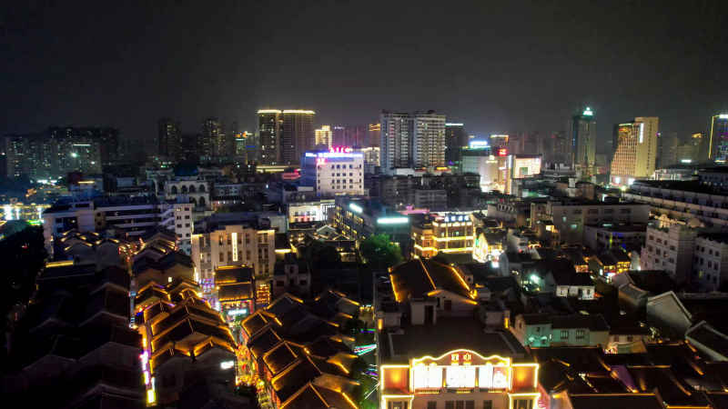 广西南宁城市夜景灯光航拍  