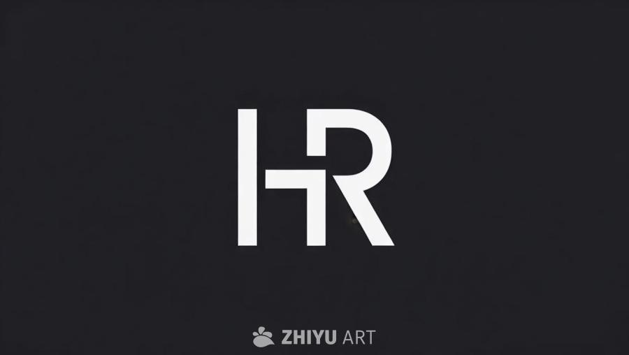 黑色的背景上显示了白色的字母“HR”。这两个字母的