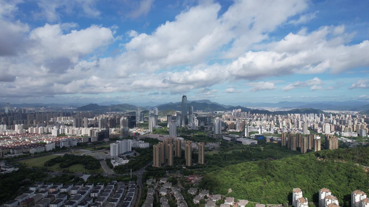 浙江台州城市风光地标建筑航拍 