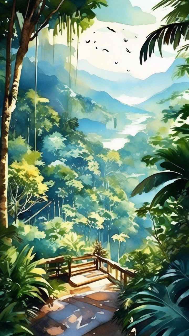 俯瞰热带雨林概念插画 11