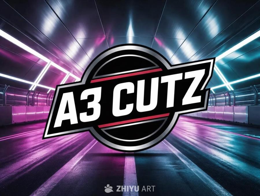 一个理发店的标志，文字“A3 CUTz”采用醒目的