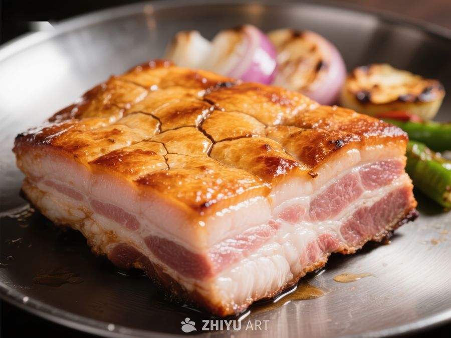 烤五花肉配洋葱青椒