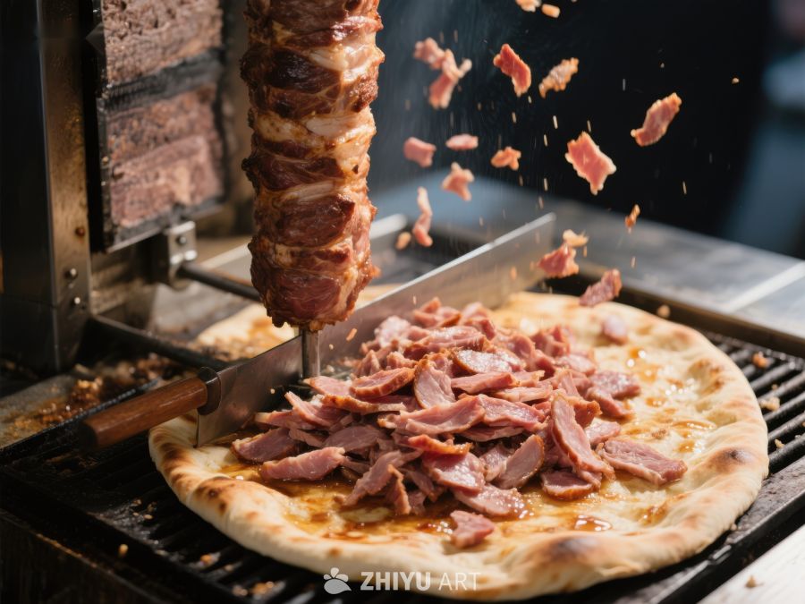 烤肉披萨制作瞬间 323