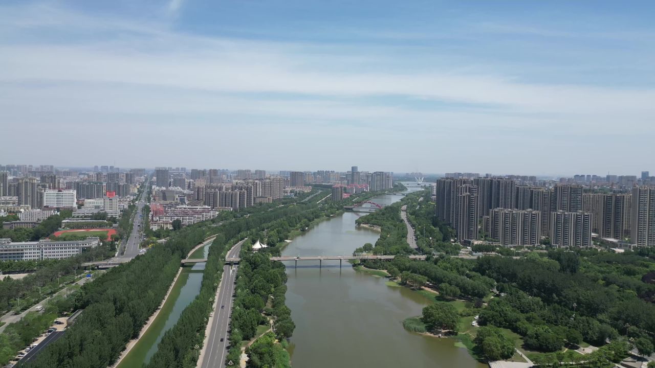 航拍山东聊城徒骇河风光