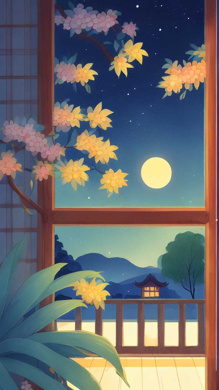唯美小暑夜晚原创插画海报素材