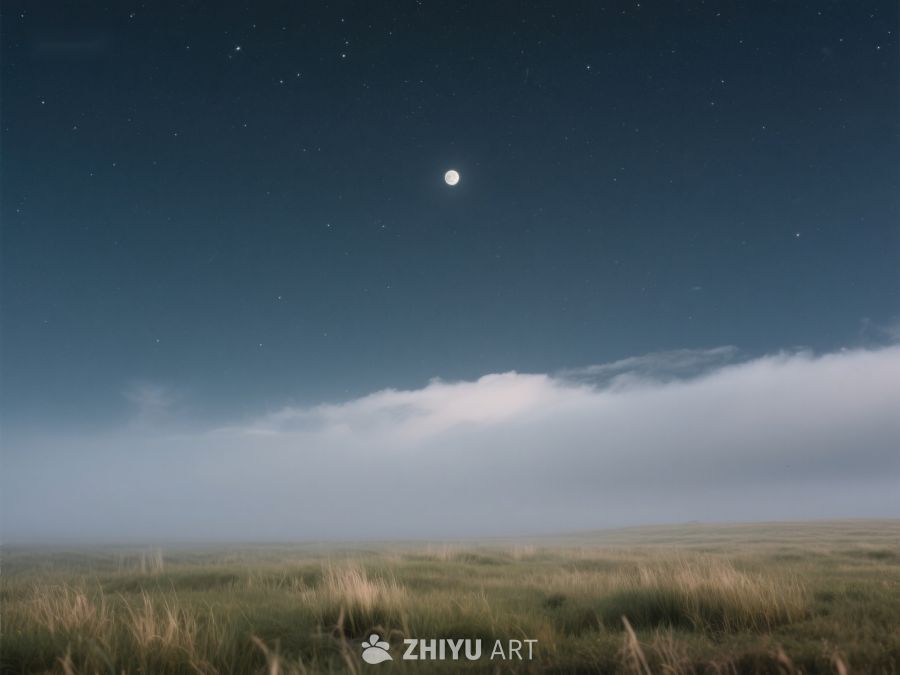 夜空下的草原与明月 292