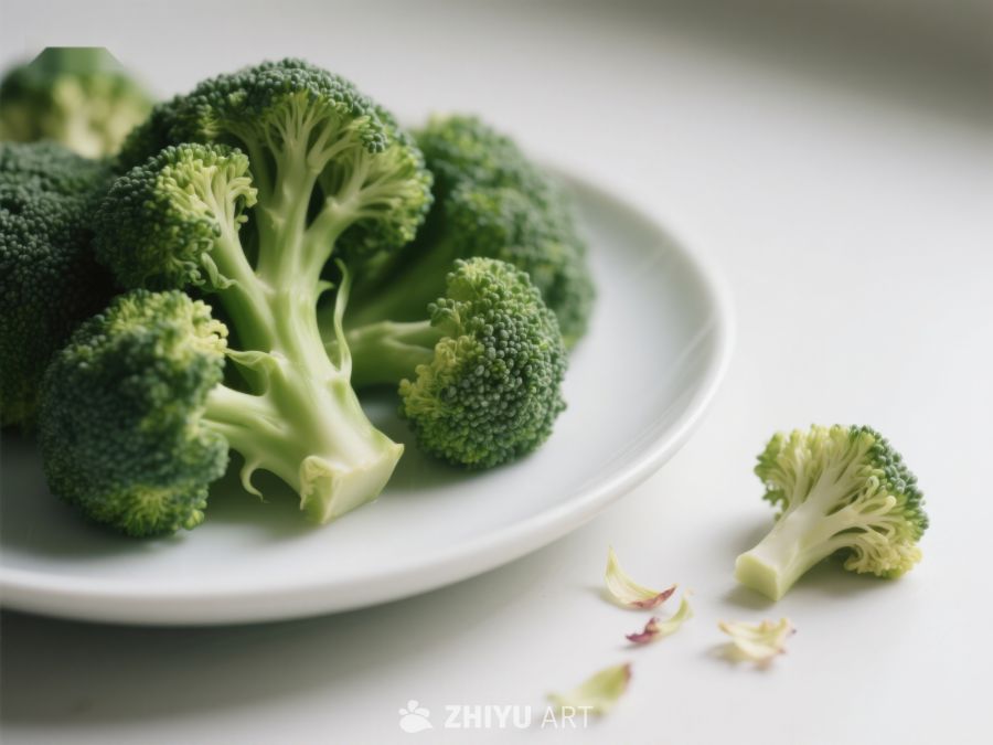 新鲜西兰花静置盘中 538