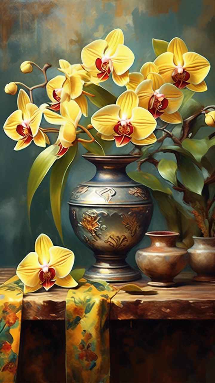 黄色兰花插画 14