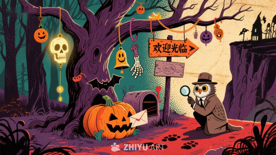 万圣节森林欢迎场景