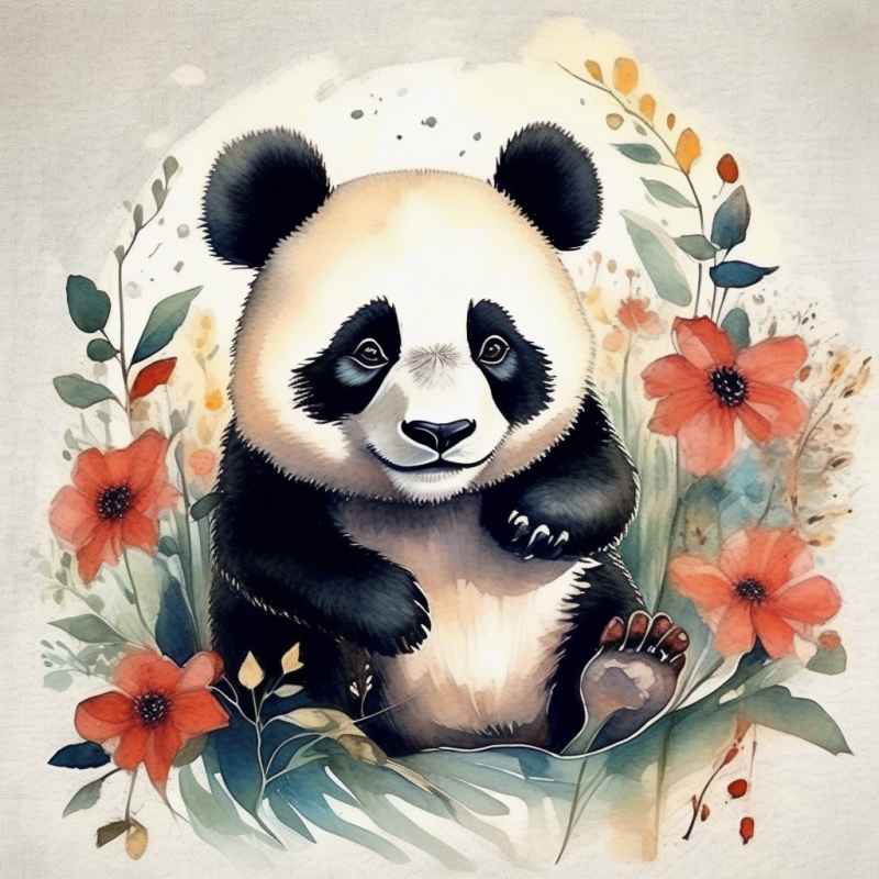 可爱熊猫插画简约风格 151