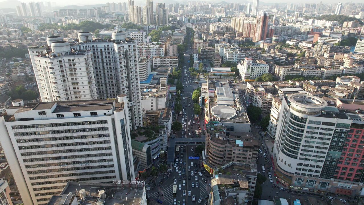 广东江门城市建设航拍 