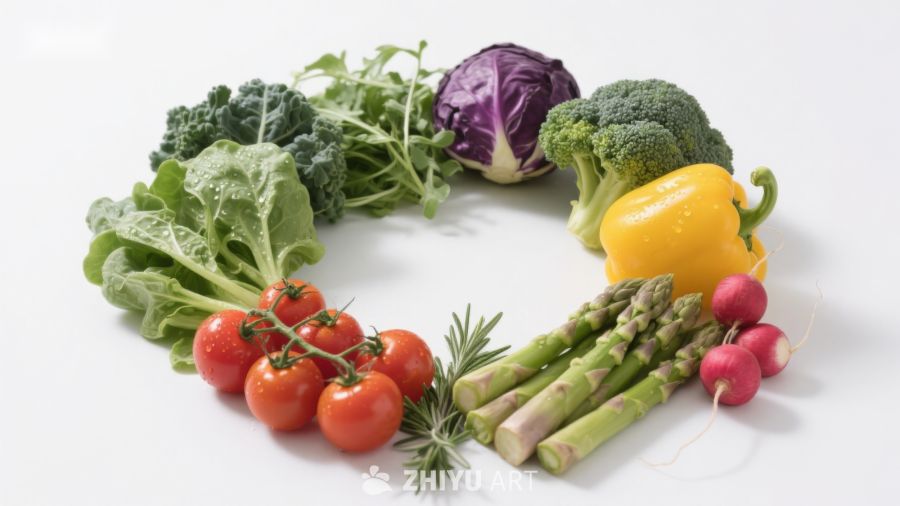 新鲜蔬菜环绕排列