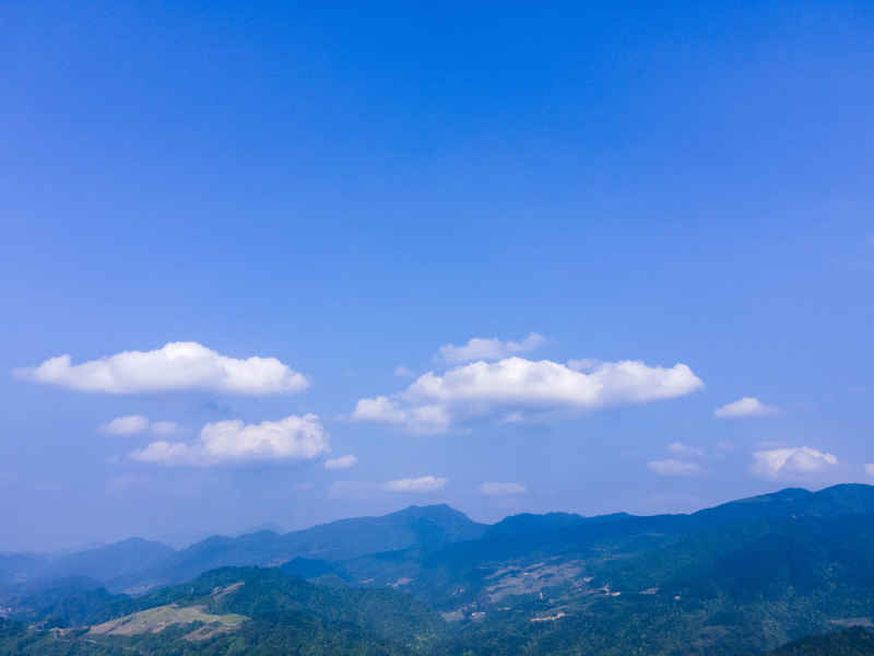美丽乡村田园山川丘陵天门山航拍摄影图
